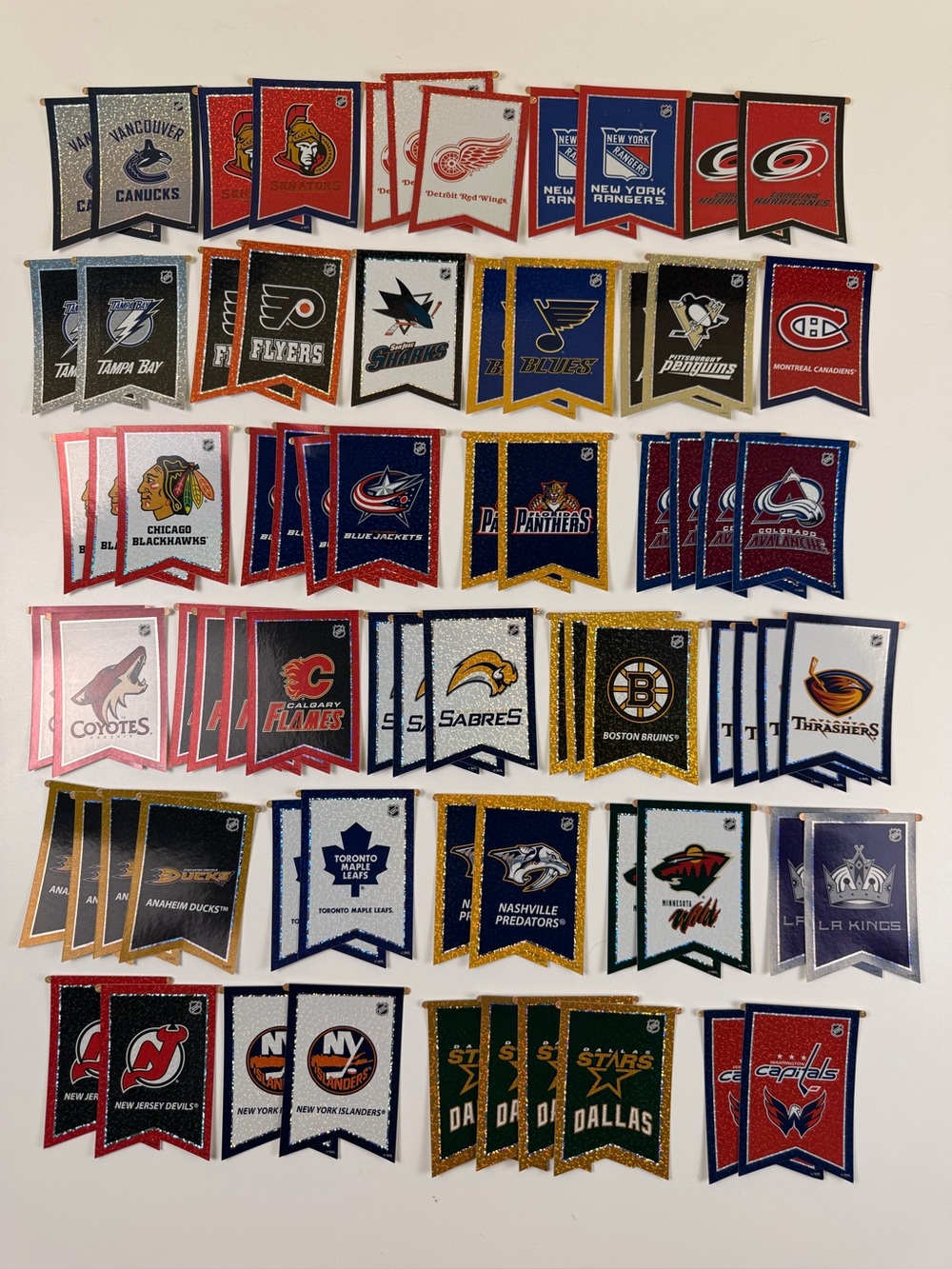 Lot of 72 Y2K Holographic NHL Hockey team Logo Vending Machine Stickers